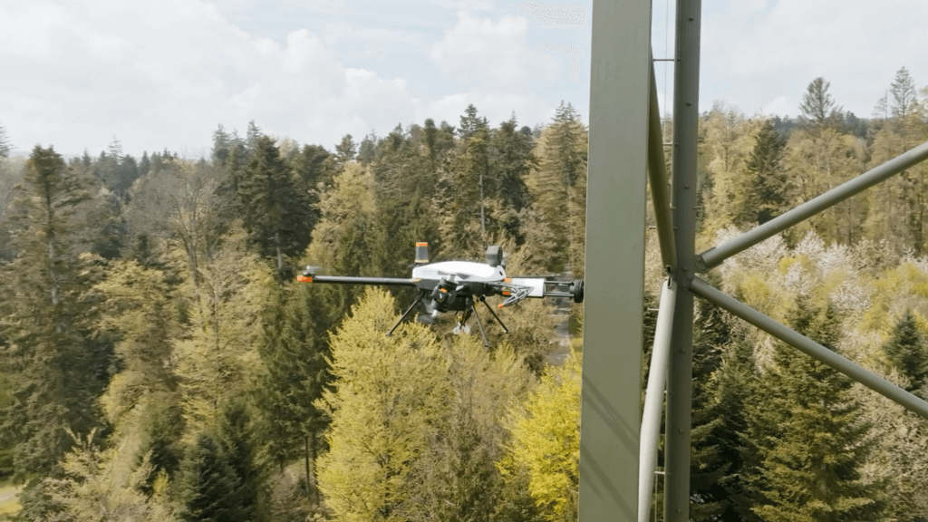 Transmission tower inspection with drone