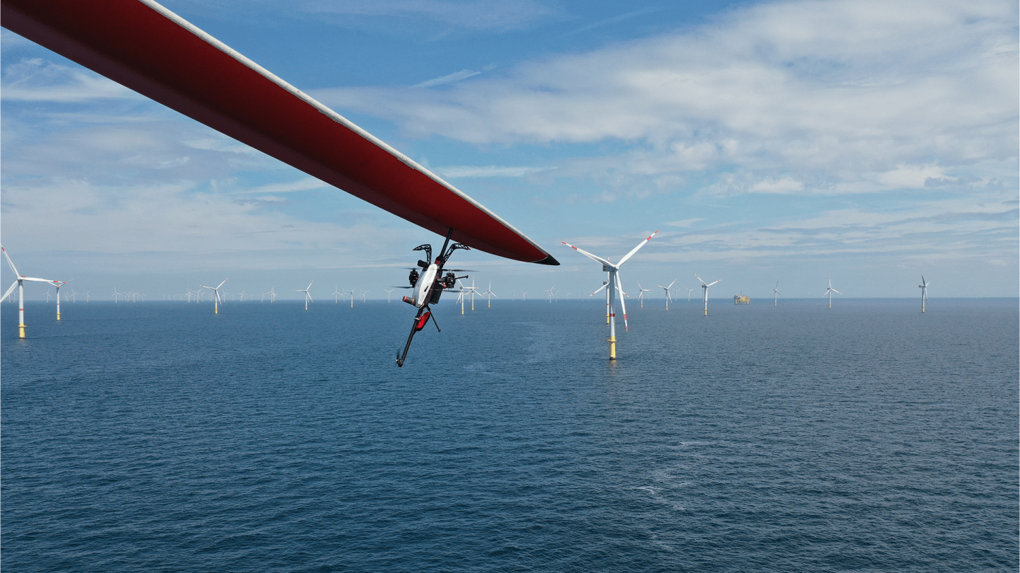 Drone-based full-circuit tests of wind turbine lighting protection systems to maximize efficiency.