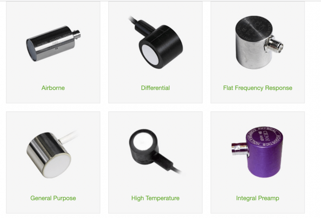 Different types of AE sensors